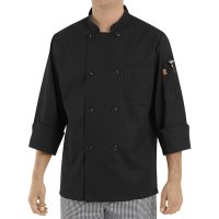 Chef Designs Eight Pearl Button Black Chef Coat