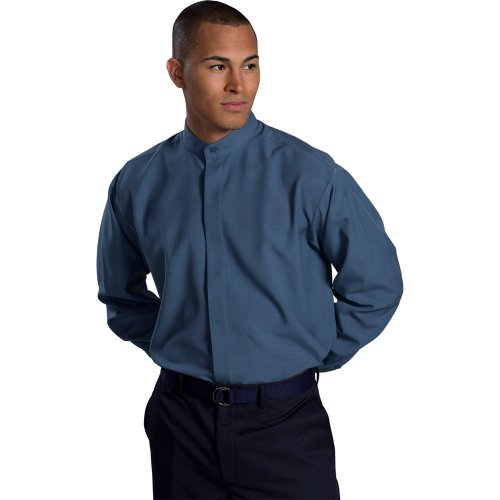 Men's Batiste Banded Collar Shirt