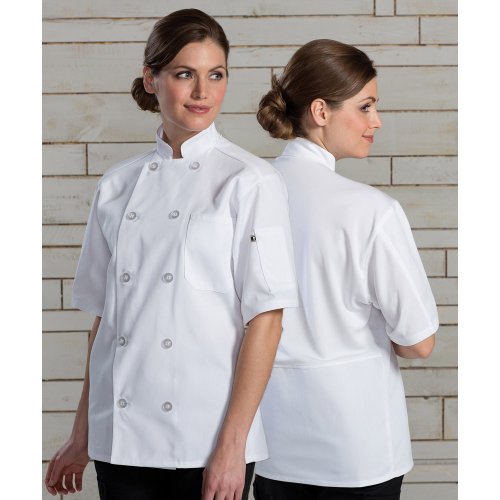 10 Button Short Sleeve Chef Coat with Mesh