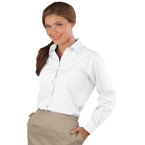 Ladies' Pinpoint Oxford Long-Sleeve Shirt with Button-Down Collar