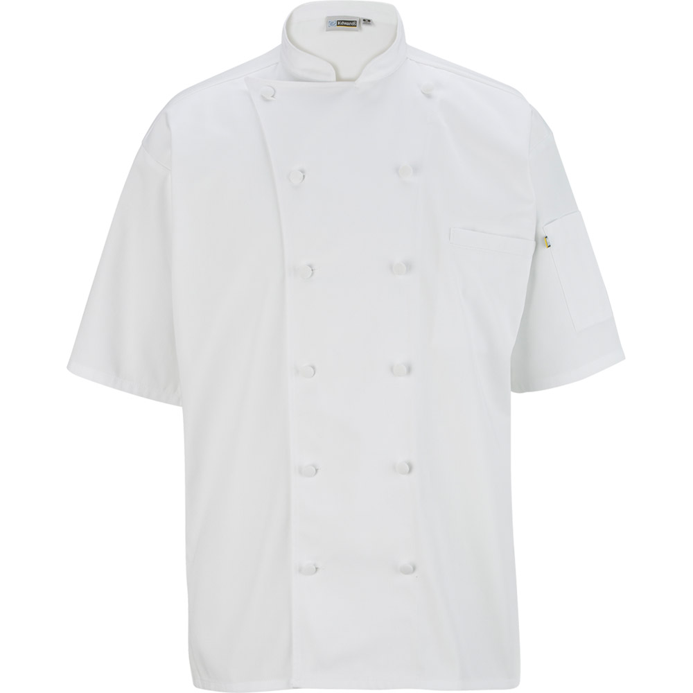 12 Button Short Sleeve Chef Coat with Mesh Edwards Garment National Uniforms