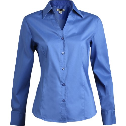 Ladies' Tailored V-Neck Stretch Broadcloth Blouse