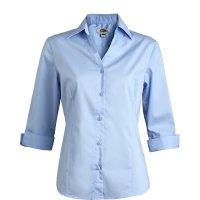 Ladies' Tailored V-Neck Stretch Blouse-3/4 Sleeve