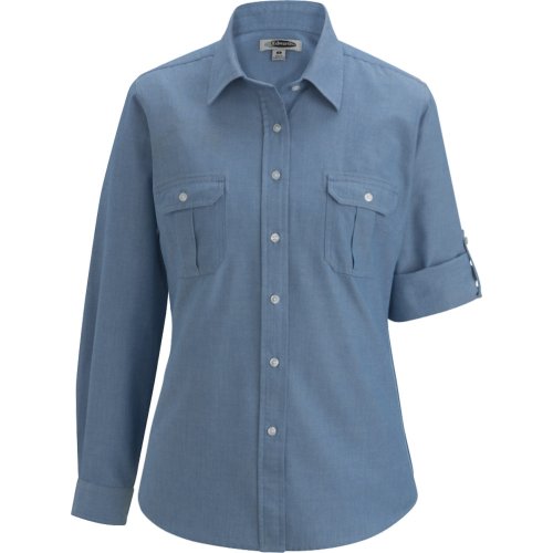 Ladies' Chambray Roll-Up Sleeve Shirt