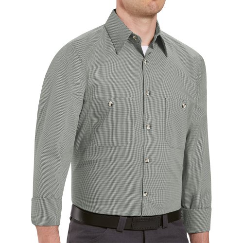 Micro-Check Long Sleeve Work Shirt