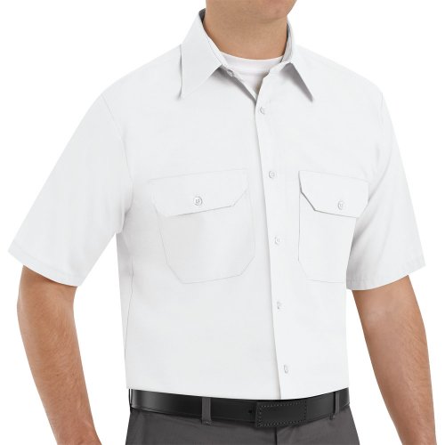 Men's Solid Short Sleeve Dress Uniform Shirt