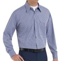 Mini-Plaid Long Sleeve Work Shirt