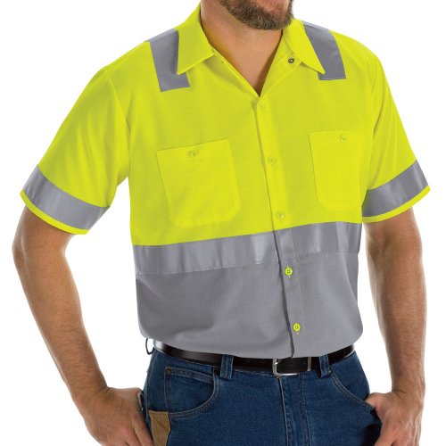Hi-Visibility Ripstop Color Block Short Sleeve Work Shirt Type R, Class 2
