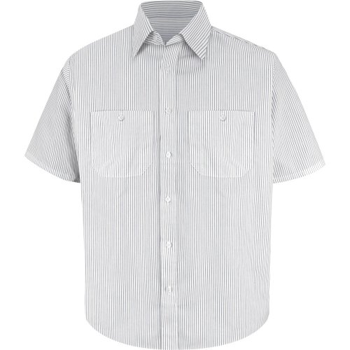 Men's Striped Short Sleeve Dress Uniform Shirt