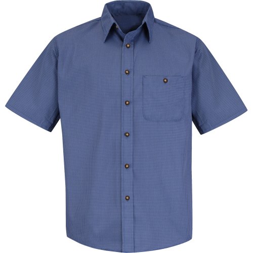 Mini-Plaid Short Sleeve Work Shirt