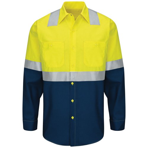 Hi-Visibility Ripstop Color Block Long Sleeve Work Shirt Type R, Class 2
